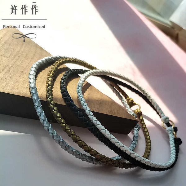 

xu zuo hand woven kangaroo rope dog tag cat dog necklace hanging leather collar