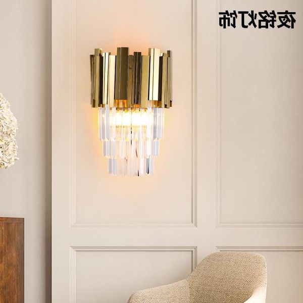 

wall lamp american european post modern golden metal crystal glass tube light led for villa el foyer living room sconce