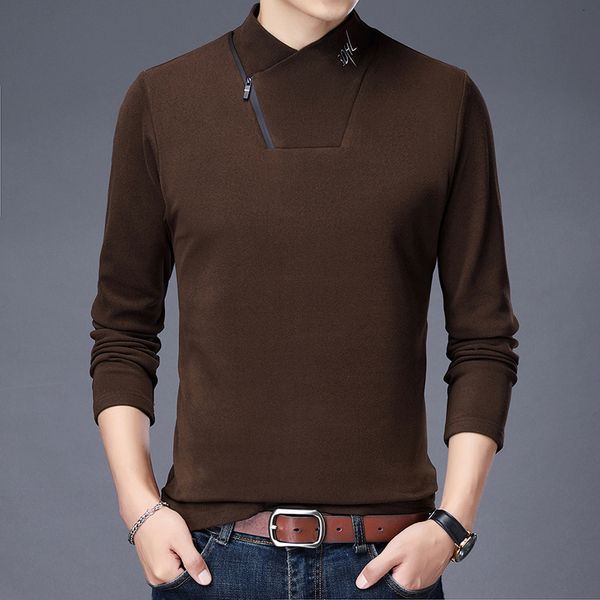 

autumn and winter double-sided cashmere men's solid color sweater korean slim fit fashion bottomed shirt warm top, Black