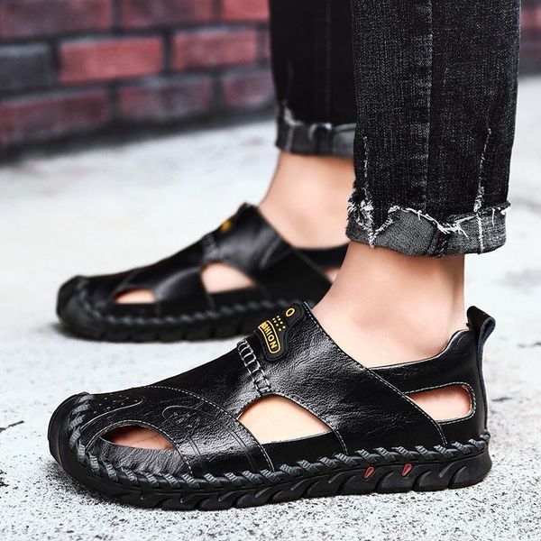 

sandals men summer fashion slippers breathable male shoes beach man outdoor casual big size866, Black