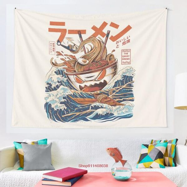 

tapestries the great ramen off kanagawa tapestry art wall hanging living room decor craftsmandala decorative thin blanket yoga
