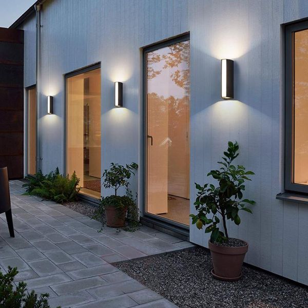 

led outdoor wall light waterproof ip65 black aluminum villa courtyard exterior stairway lamp long tube sconce lamps