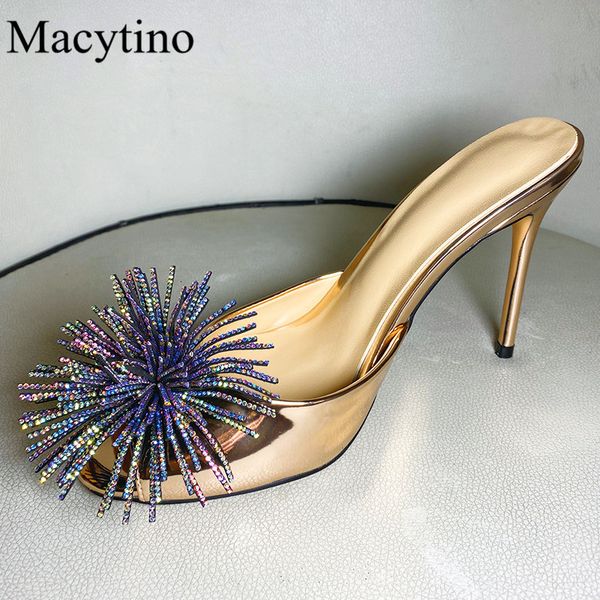 

slippers summer ladies party stiletto slippers with starry sequins round head high heels red gold black cnur