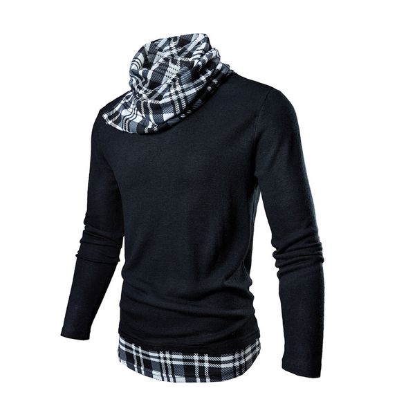 

men's pullover solid color long sleeve sweater cardigans turtleneck gray black, White;black