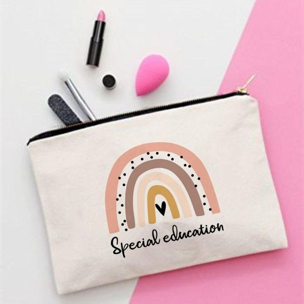 

cosmetic bags & cases women special education printed make up bag fashion cosmetics organizer for travel colorful storage lady