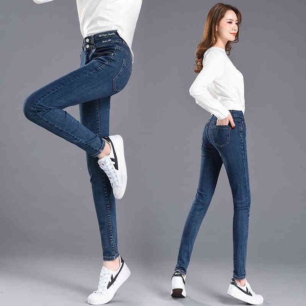 

jeans women's brim pants fall full length thin waist fly pencil lqxlsa 2081, Blue