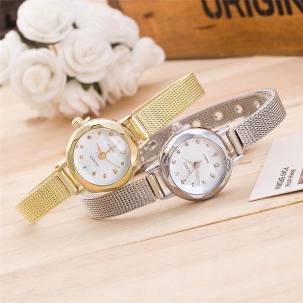 

fashion stainless steel mesh belt ladies quartz watch simple small round dial casual women's y50 wristwatches, Slivery;brown