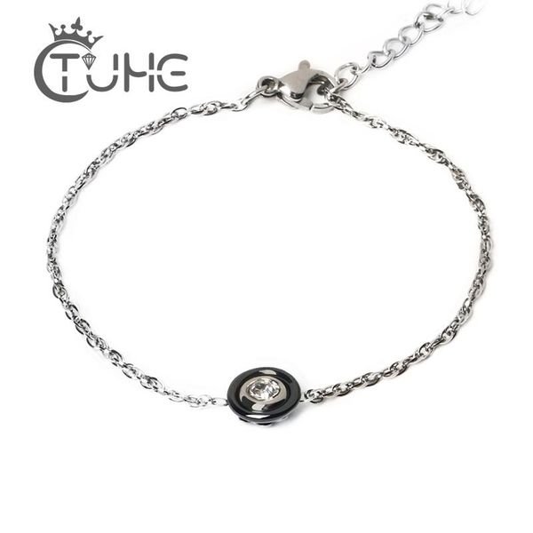 

link, chain lovely exquisite round black white ceramic charm bracelet for women girl crystal cute fashion anniversary wedding jewelry gifts