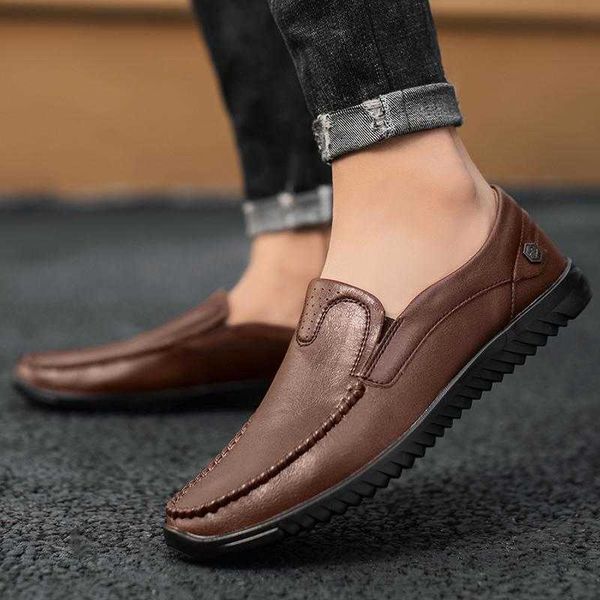 

men's sho leather 2021 men's casual busins wear-ristant thick soled leather