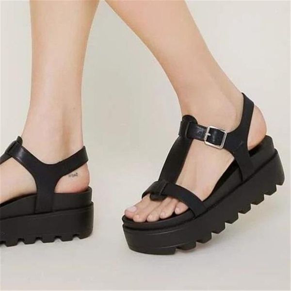 

sandals women 2021 summer white casual platform shoes fashion black chunky sole ankle buckle strap female sport sandalias