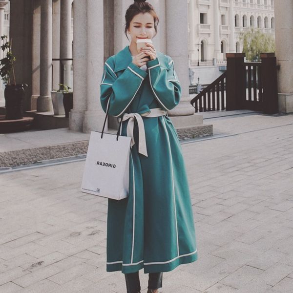 

spring long sleeve simple fashion trend ladies long casual overcoats apricot trench coat women windbreaker 16q434 210510, Tan;black