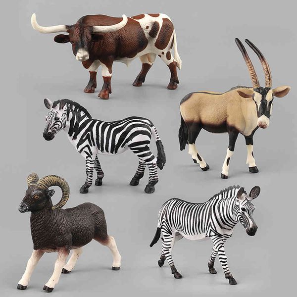 Bambini Bambini Zebre Pecore Rinoceronti Simulazione Action Figures Figurine di animali in plastica Giocattoli educativi Miniature Casa delle bambole