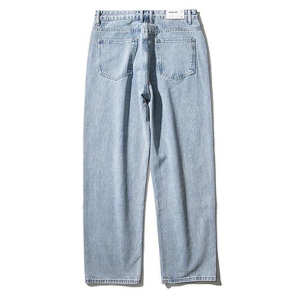 

streetwear retro solid color denim pants jeans harajuku hip hop casual jogger trousers men's armo, Blue