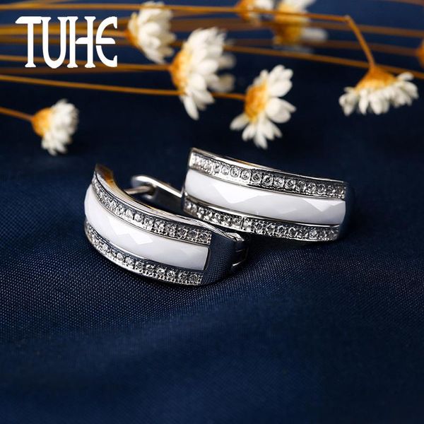 

stud crystal statement earrings for women fashion elegant ceramic xmas party classic black white color girls' jewelry, Golden;silver