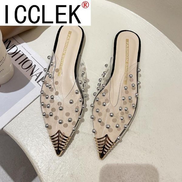 

women shoes slippers transparent jelly pointed toe ladies fashion, Black