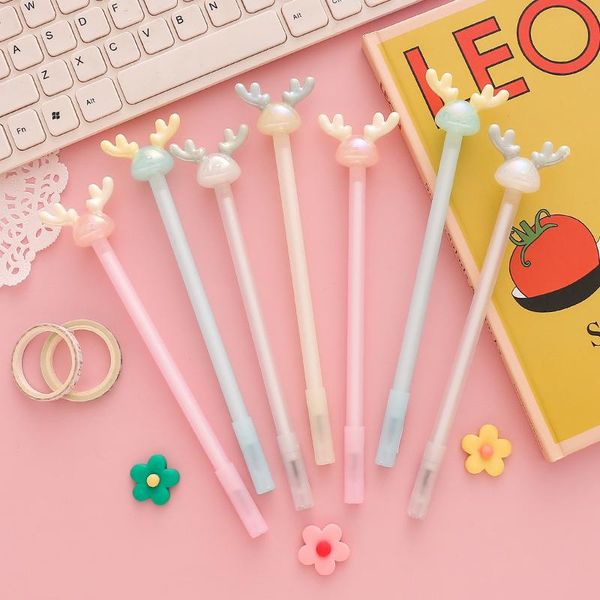 

pcs/lot kawaii crystal reindeer elk gel pen cute 0.5mm neutral pens for writing office school supplies stationery gift