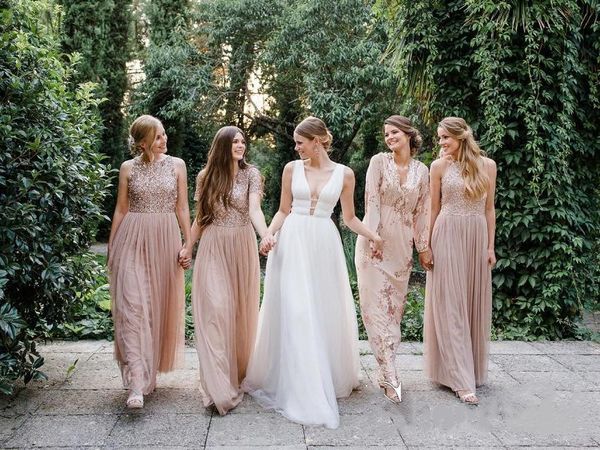 

plunging v neck wedding dresses country sleeveless open back gowns for bride floor length tulle a line women vestidos formal occasion, White