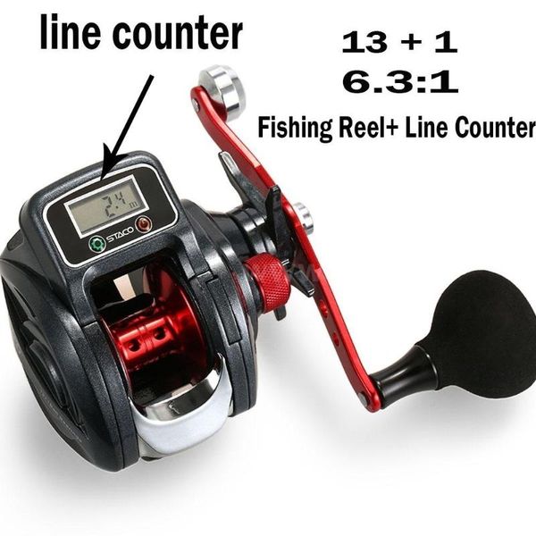 

fishing line reel intelligent digital display 13 + 1 ball bearing left / right gear ratio 6.3:1 counter baitcasting reels