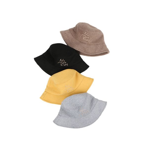 

new thickened wool windproof warm fisherman in autumn and winter women's letter embroidered basin hat, Yellow