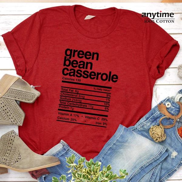 

women's t-shirt 100% cotton women t shirt green bean casserole print tees casual 90s ladies graphic t-shirts poleras mujer, White