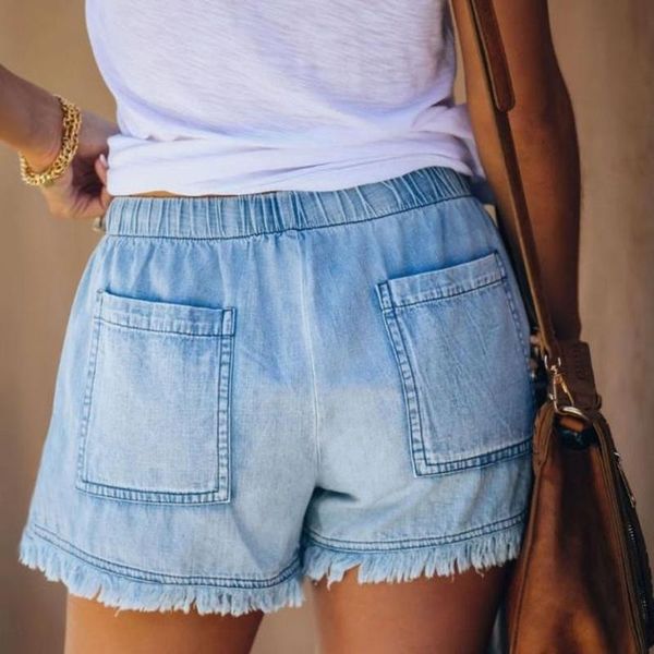 

women's shorts streetwear elastic waist casual high jean cotton multi-pocket thin and summer for short women1 4bk1, White;black