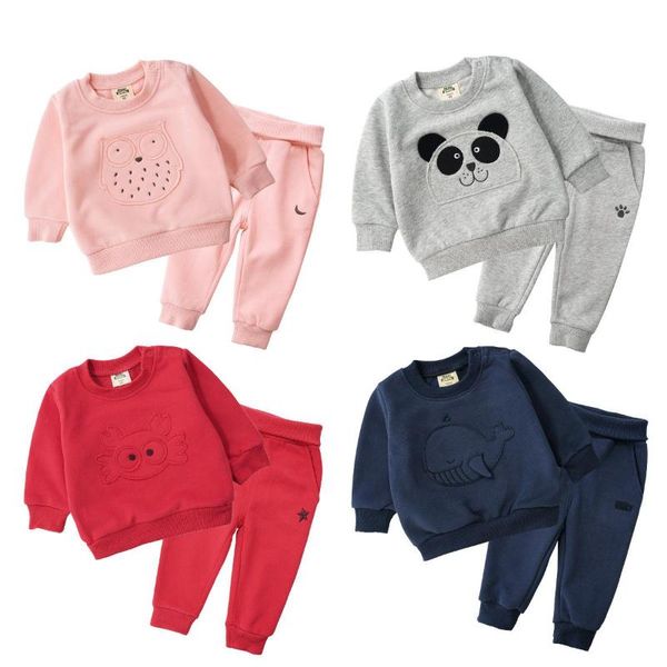 

clothing sets children's clothes baby boy spring cotton set girls kids long-sleeved t-shirt pants child winter trousers 2-piece suit, White