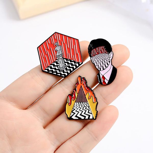 

pins, brooches geometric lapel badge de milo enamel pin lynch style twin peaks men portrait for shirt jewelry friends gift, Gray