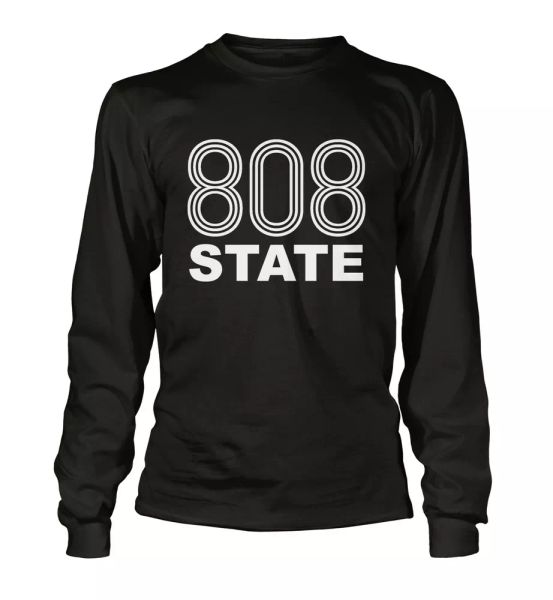 

808 state t-shirt acid house manchester raven 90s sleeved all sizes, White;black