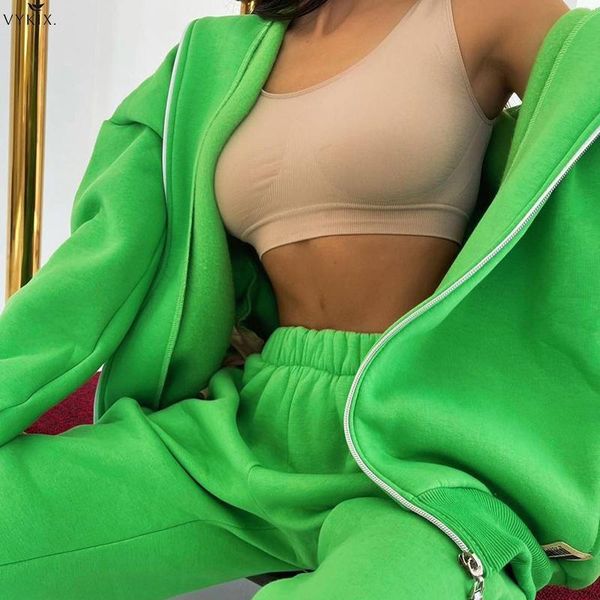 

women's two piece pants fashion women 2 pieces long sleeve hoodie sweatshirt sweatpants set loose oversized tracksuits sportswear 2021, White