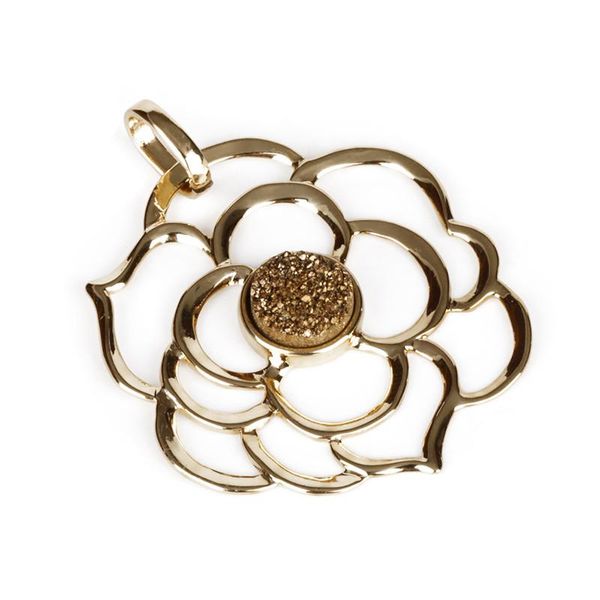 

pendant necklaces kejialai flower natural stone druzy rhinestone metal shape pendants for jewelry making style accessories gift, Silver