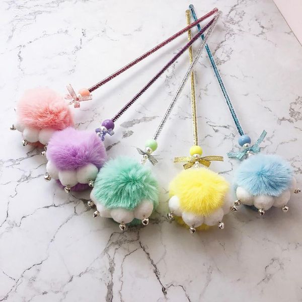 

cat toys teaser toy plush ball interactive chase wand catcher funny with bell pet accessories