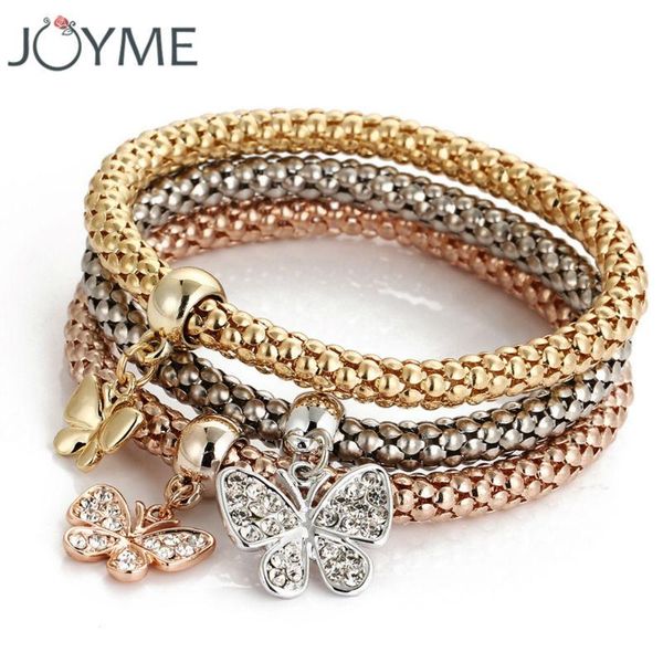 

charm bracelets gold bracelet bangle 3pcs a set multi-layer crystal women jewellery plusera, Golden;silver
