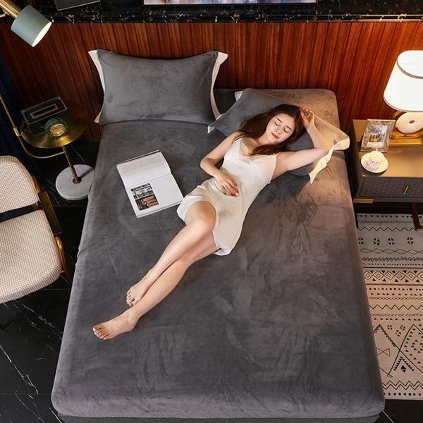 

sheets & sets super soft fleece bed sheet warm winter fitted twin queen flannel mattress protector cover bedding elastic bedspreads