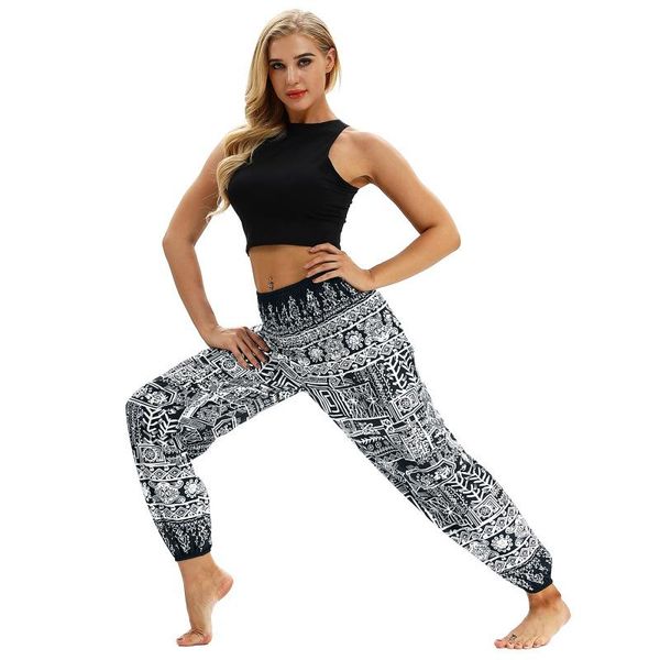 

yoga outfits summer women loose printing belly dance special pants casual female create feet, White;red