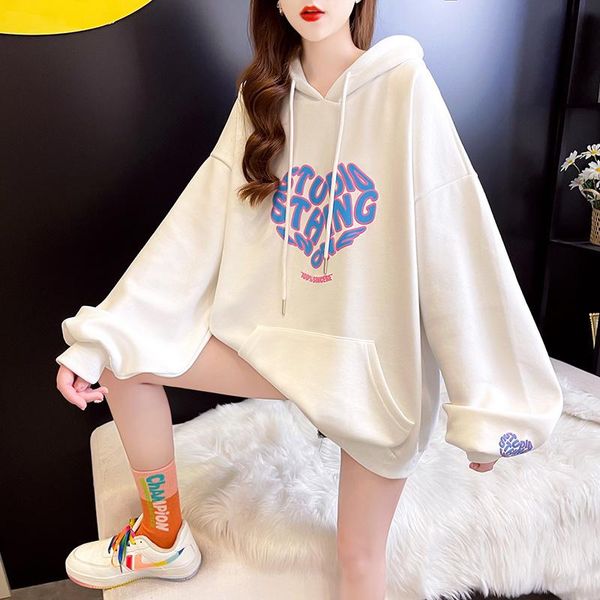 

women's hoodies & sweatshirts po of clothing large size mid-length loose, Black