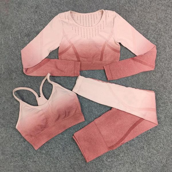 

gym set 3 piece yoga sport women seamless suit for fitness workout leggings crop and sports bra women's tracksuit outfit