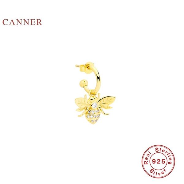 

1pc simple personality bee mini earrings for women 925 sterling silver piercing stud fine jewelry pendientes, Golden;silver