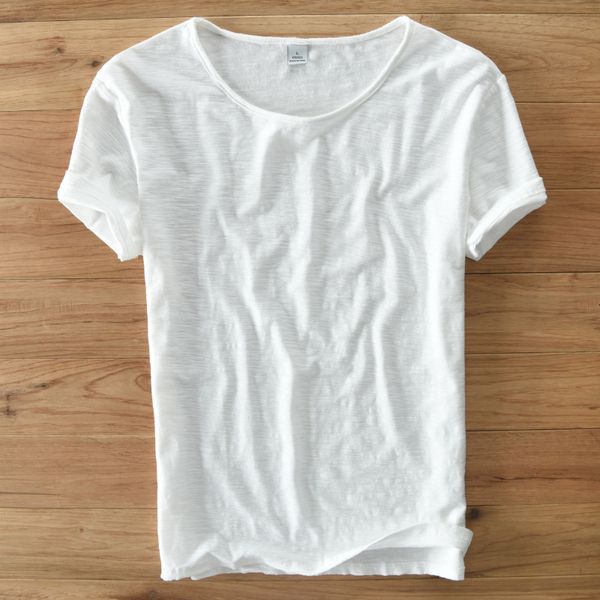 

t shirt men's cotton short sleeve round neck basic base slubby, White;black