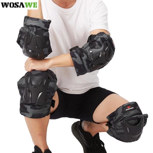 

elbow & knee pads wosawe adults sport protective gear set for cycling motocross skateboard roller skating, Black;gray