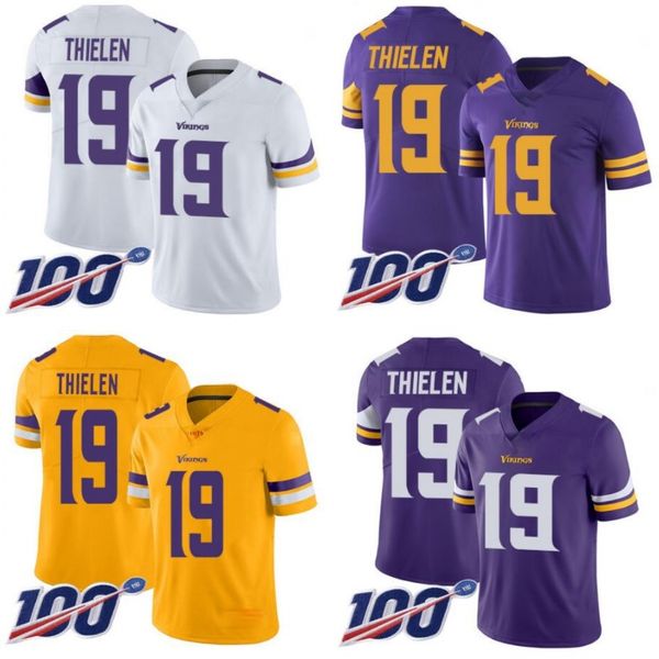 

minnesotavikingsmen #19 adam thielen women youth limited rush 100th jersey, Black