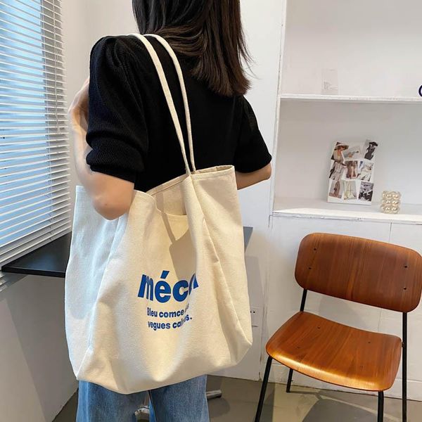 

evening bags women canvas shopping bag letter printing casual women's shoulder eco tote handbag reusable shopper