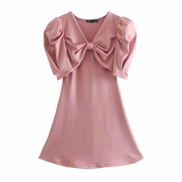 

bbwm summer fashion temperament chic v-neck bow tie simple ladies dress fashion casual street youth dress women 210520, Black;gray