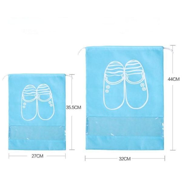 

outdoor travel portable non-woven drawstring dust-proof storage shoe bag 2 size large capacity perspective shoes tote bag