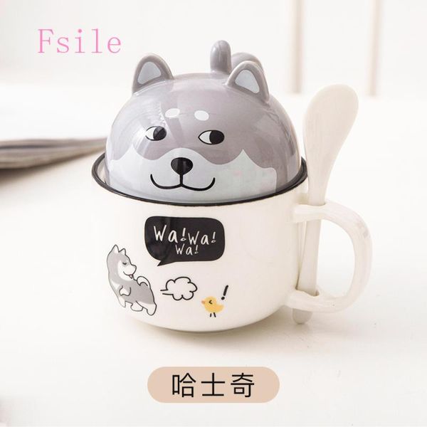 

mugs cartoon creative couple ceramic cup with lid spoon cute girl large capacity coffee mug personality trend