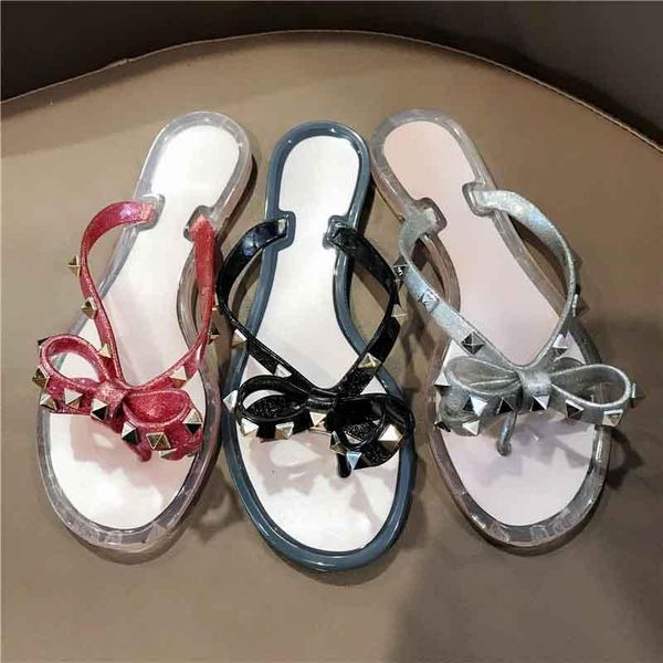 

slippers designer studded women's shoes fashion flat sandals and leisure beach outdoor flip-flops, Black