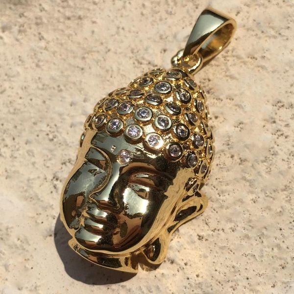 

pendant necklaces hip hop jewelry gold sets cz buddha head necklace for men women pendants, Silver