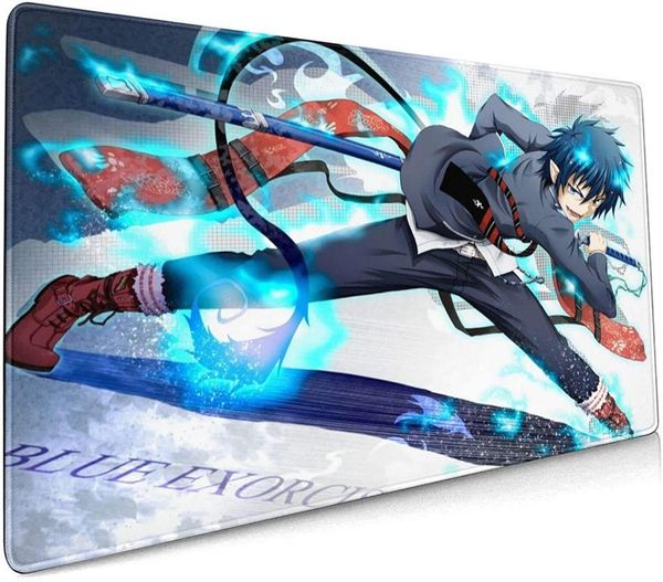 

mouse pads & wrist rests anime blue exorcist large gaming computer pad extended non-slip rubber base stitched edges office desk mat 40x90cm