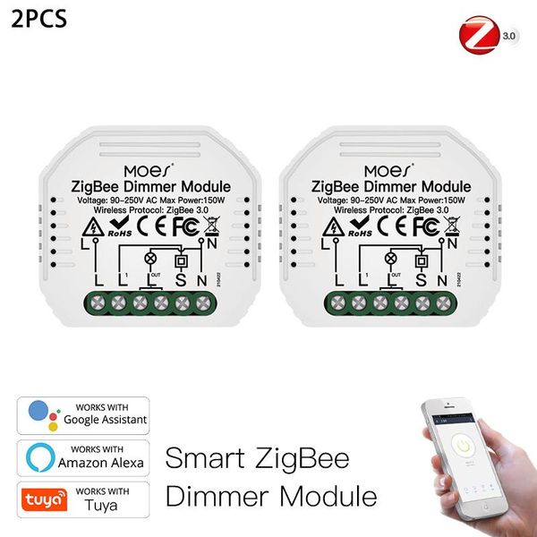 

smart home control tuya zigbee 3.0 light switch dimmer module life app alexa google for voice 1/2 way hub required