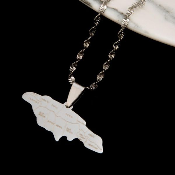 

pendant necklaces stainless steel silver color jamaica map trendy jamaican charm jewelry