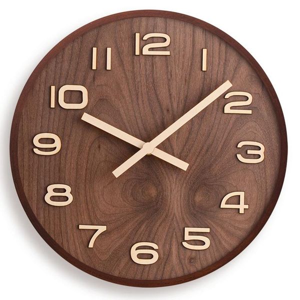 

wall clocks luxury nordic clock kitchen wooden watch modern silent home living room decoration orologio da parete mind gift
